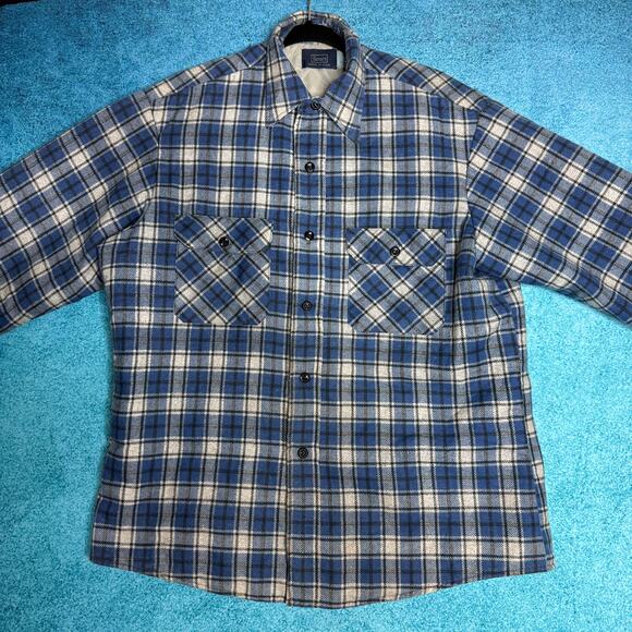 Sears Other - VTG Sears Quilted Lined Shirt Shacket Men’s L  Blue Plaid Prema-Prest  Pockets